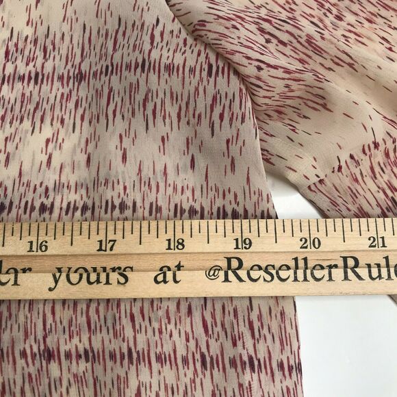 UO Pins & Needles Top Womens Medium Pink Ivory V Neck Smocked Button Down - Picture 7 of 9